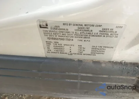 2008 Cadillac Srx V6 из США, поврежденный, VIN 1GYEE637580175014